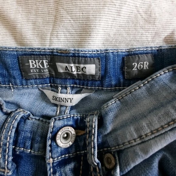 BKE ALEC Men's Size 26R (25x29) Skinny Straight Leg Denim Blue Jeans Stretch - Picture 6 of 9